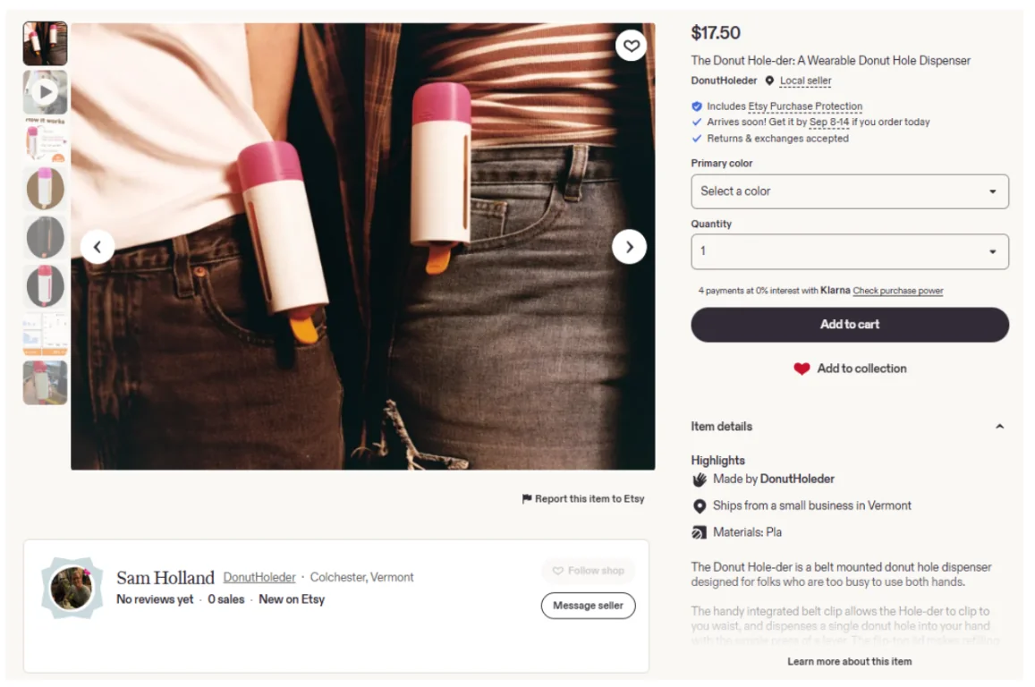 The Donut Hole-der Etsy listing page